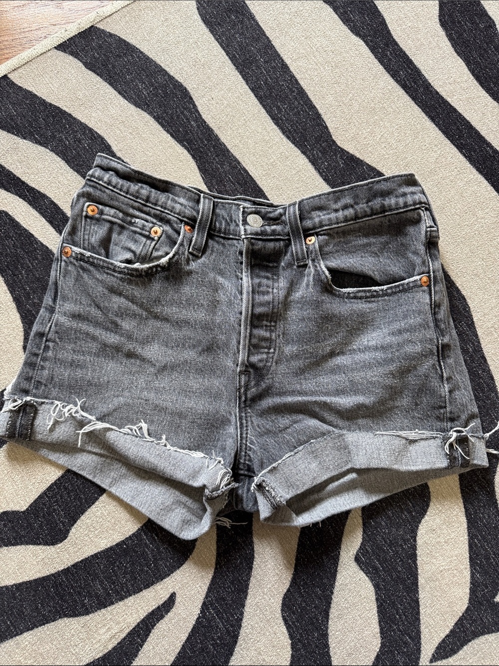 Levi's 501 Premium Washed Black Cutoff Denim Shorts